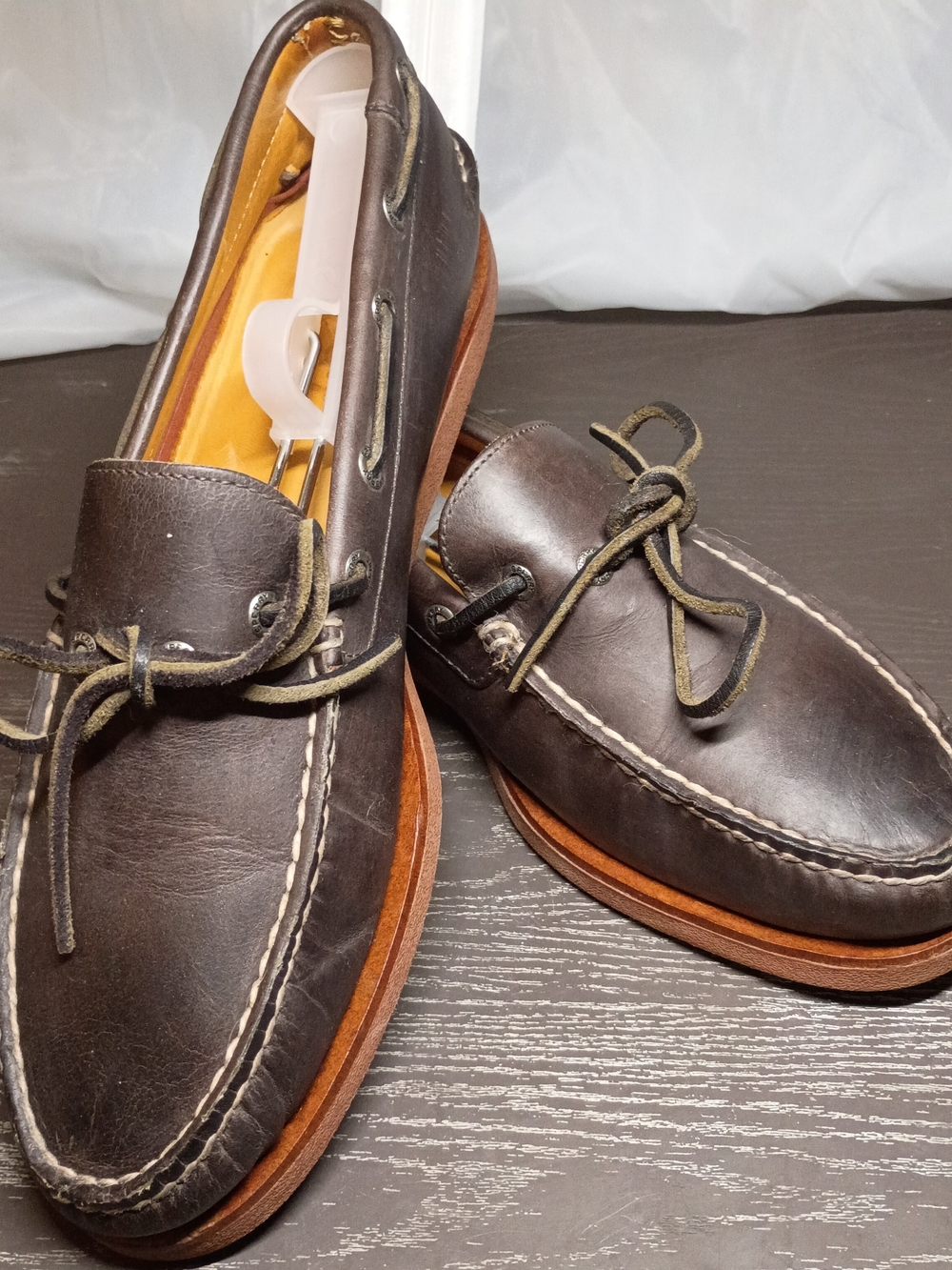 Sperry GOLD CUP Black Leather Moc Toe Boat Shoes / Lace Tie. Men's 10M. Like NEW